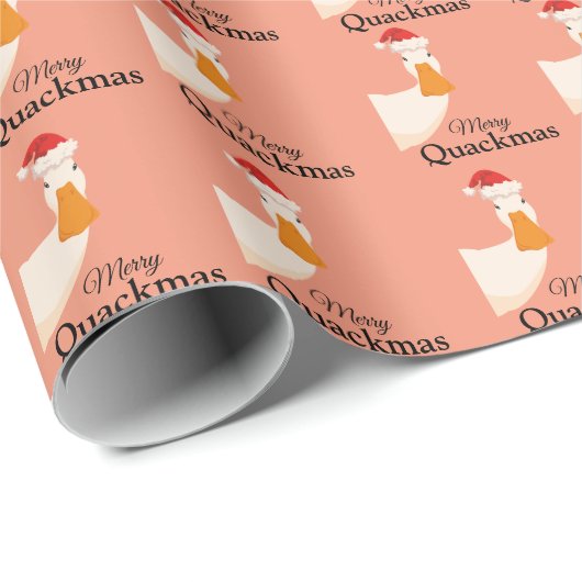 Papier Cadeau Joyeux Noël drôle mignon motif orange Canard (Coin rond)