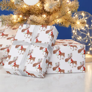 Papier Cadeau Joyeux Noël Drôle Rennes