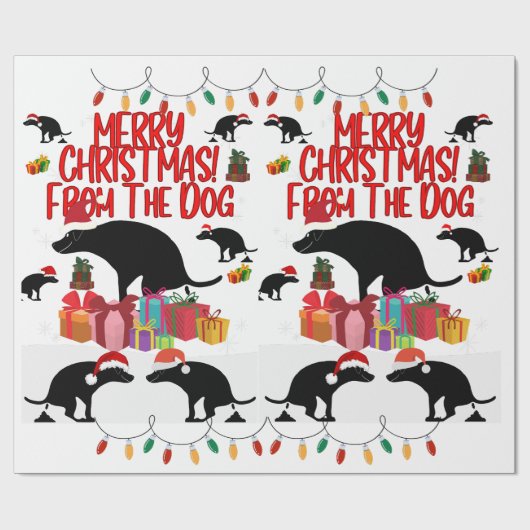 Papier Cadeau Joyeux Noël du chien (Plat)