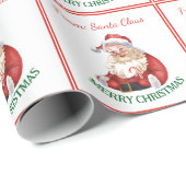Papier Cadeau Joyeux Noël du Père Noël Vintage (Coin rond)