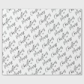 Papier Cadeau Joyeux Noël écriture moderne noir et blanc (Plat)