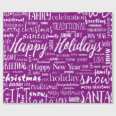 Papier Cadeau Joyeux Noël écriture violette fantaisiste (Plat)