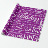 Papier Cadeau Joyeux Noël écriture violette fantaisiste (Déroulé)