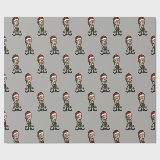 Papier Cadeau Joyeux Noël effrayant Elf (Plat)