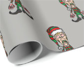 Papier Cadeau Joyeux Noël effrayant Elf (Coin rond)