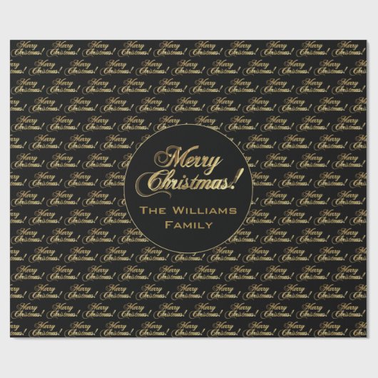 Papier Cadeau Joyeux Noël Elégant Faux Gold Foil Script (Plat)
