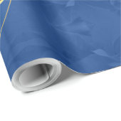 Papier Cadeau Joyeux Noël Elegant Gold Script Bleu (Coin rond)