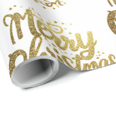 Papier Cadeau Joyeux Noël Elégant Gold Script Holiday (Coin rond)