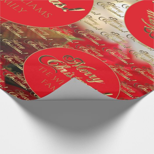 Papier Cadeau Joyeux Noël Elegant Gold Script Poinsettia (Coin)