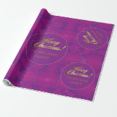 Papier Cadeau Joyeux Noël Elegant Gold Script violet (Déroulé)