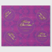 Papier Cadeau Joyeux Noël Elegant Gold Script violet (Plat)