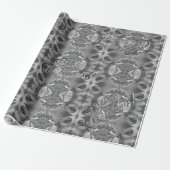 Papier Cadeau Joyeux Noël Elégant Gris Faux Argent Script (Déroulé)