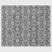 Papier Cadeau Joyeux Noël Elégant Gris Faux Argent Script (Plat)