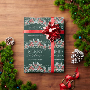 Papier Cadeau Joyeux Noël Elégant hiver verdoyant Noël