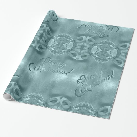 Papier Cadeau Joyeux Noël Élégant Script Bleu Turquoise (Déroulé)