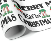 Papier Cadeau Joyeux Noël Elfique (Coin rond)