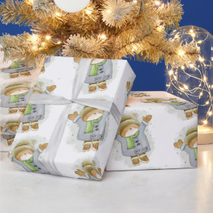 Papier Cadeau Joyeux Noël Emballage Chat Chaton Hiver