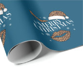 Papier Cadeau Joyeux Noël empreinte de léopard femmes (Coin rond)