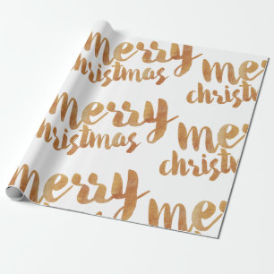 Papier Cadeau Joyeux Noël en calligraphie bronze