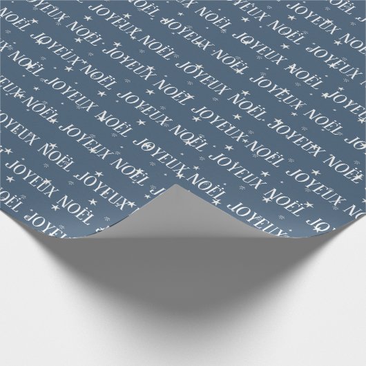 Papier Cadeau Joyeux Noël En Français Avec Étoiles (Coin)