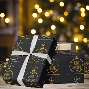 Papier Cadeau Joyeux Noël Entreprise Personnalisé Élégant Or Noi