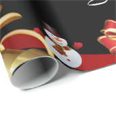 Papier Cadeau Joyeux Noël Enveloppement Papier Elf Snowman Père  (Coin rond)