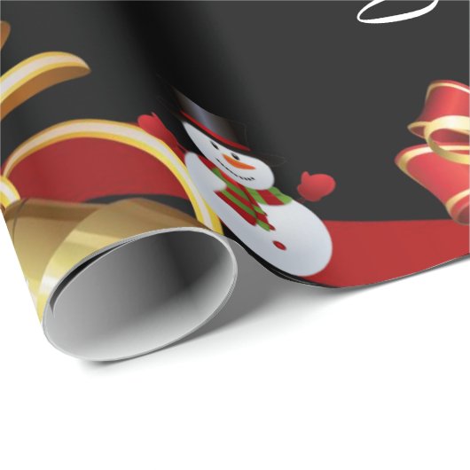 Papier Cadeau Joyeux Noël Enveloppement Papier Elf Snowman Père  (Coin rond)