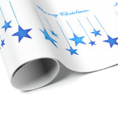 Papier Cadeau Joyeux Noël étoile bleue Décor avec texte (Coin rond)