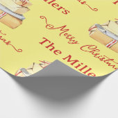 Papier Cadeau Joyeux Noël Famille Jaune Cadeaux Jaunes (Coin)
