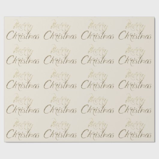 Papier Cadeau Joyeux Noël Faux Gold Parties scintillant Script I (Plat)