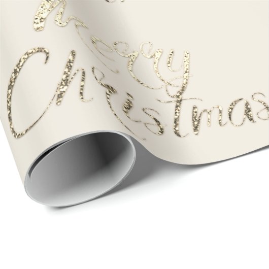 Papier Cadeau Joyeux Noël Faux Gold Parties scintillant Script I (Coin rond)
