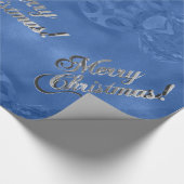 Papier Cadeau Joyeux Noël Faux Silver Foil Script bleu (Coin)
