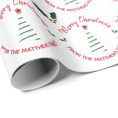 Papier Cadeau Joyeux Noël Festif De Nom Personnalisé (Coin rond)