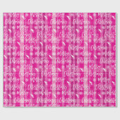 Papier Cadeau Joyeux Noël flocon de neige mistletoe rose plaid (Plat)