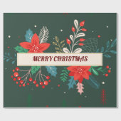 Papier Cadeau Joyeux Noël Floral (Plat)
