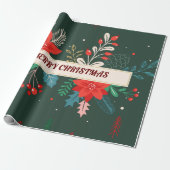 Papier Cadeau Joyeux Noël Floral (Déroulé)