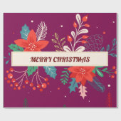 Papier Cadeau Joyeux Noël Floral (Plat)
