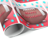 Papier Cadeau Joyeux Noël Football Snowflakes Wrapper Papier (Coin rond)