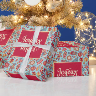 Papier Cadeau Joyeux Noel français Joyeux Noël xmas figurines