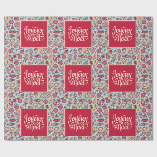 Papier Cadeau Joyeux Noel français Joyeux Noël xmas figurines (Plat)