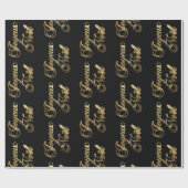 Papier Cadeau Joyeux Noel Français Noir et Or (Plat)