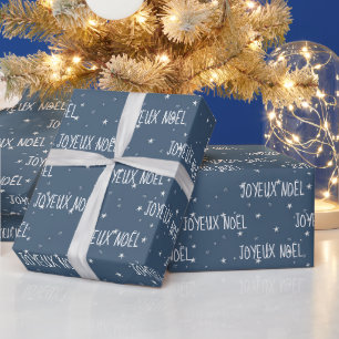 Papier Cadeau Joyeux Noël Français sur les flocons de neige