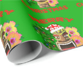 Papier Cadeau Joyeux Noël Funny Père Noël Tiki (Coin rond)