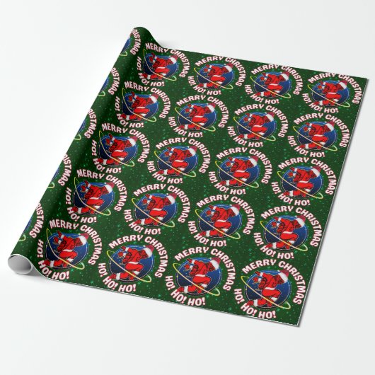 PAPIER CADEAU JOYEUX NOËL FUNNY SPACE ASTRONAUTE (Déroulé)