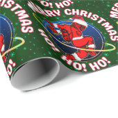 PAPIER CADEAU JOYEUX NOËL FUNNY SPACE ASTRONAUTE (Coin rond)