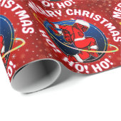 PAPIER CADEAU JOYEUX NOËL FUNNY SPACE ASTRONAUTE (Coin rond)