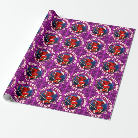 PAPIER CADEAU JOYEUX NOËL FUNNY SPACE ASTRONAUTE (Déroulé)