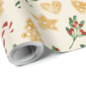 Papier Cadeau Joyeux Noël Gingerbread Cookies (Coin rond)