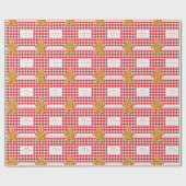 Papier Cadeau Joyeux Noël Gingham Rustique Rouge Blanc (Plat)