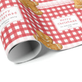 Papier Cadeau Joyeux Noël Gingham Rustique Rouge Blanc (Coin rond)